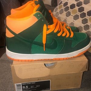 Nike Shoes | Nike Dunks Green And Orange | Poshmark